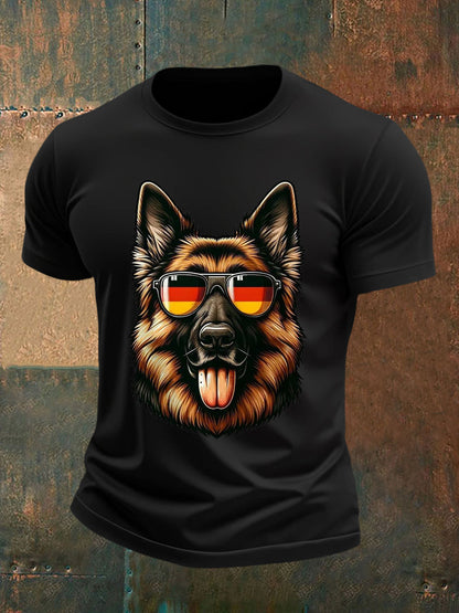 Herren Schäferhund Print Casual T-Shirt
