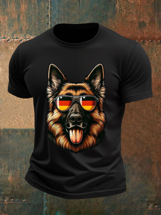 Herren Schäferhund Print Casual T-Shirt