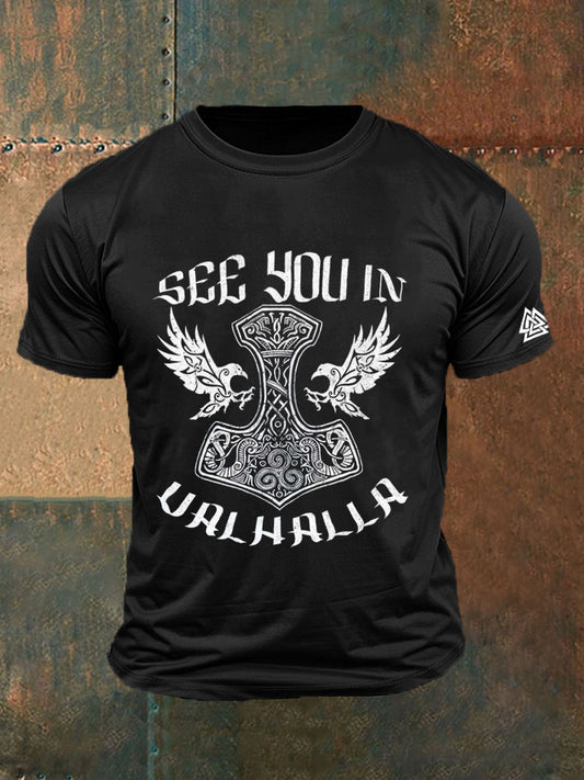 Herren Viking inspirierte Print Kurzarm T-Shirt