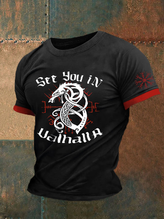 Herren Viking inspirierte Print Kurzarm T-Shirt
