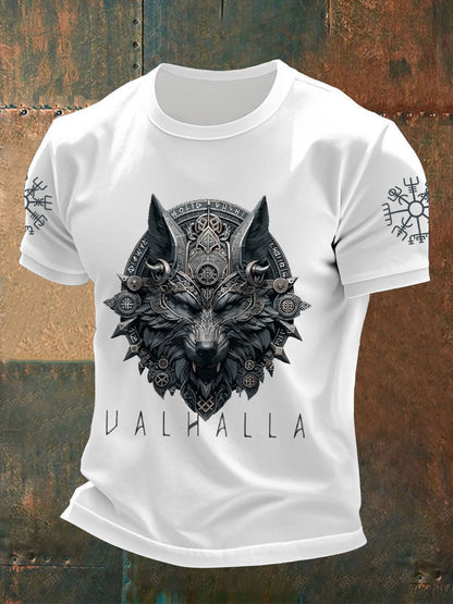 Herren Wolfs maske Odin Runen bedruckte T-Shirts