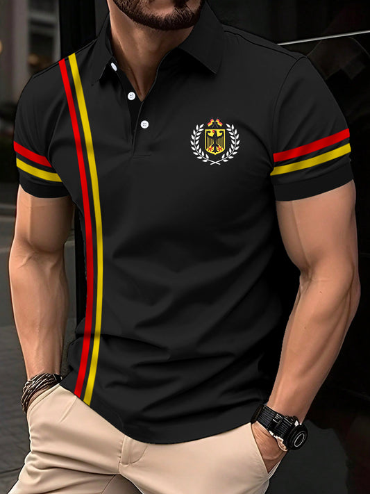 Herren-Deutschland-Streifen-Print-Casual-Top