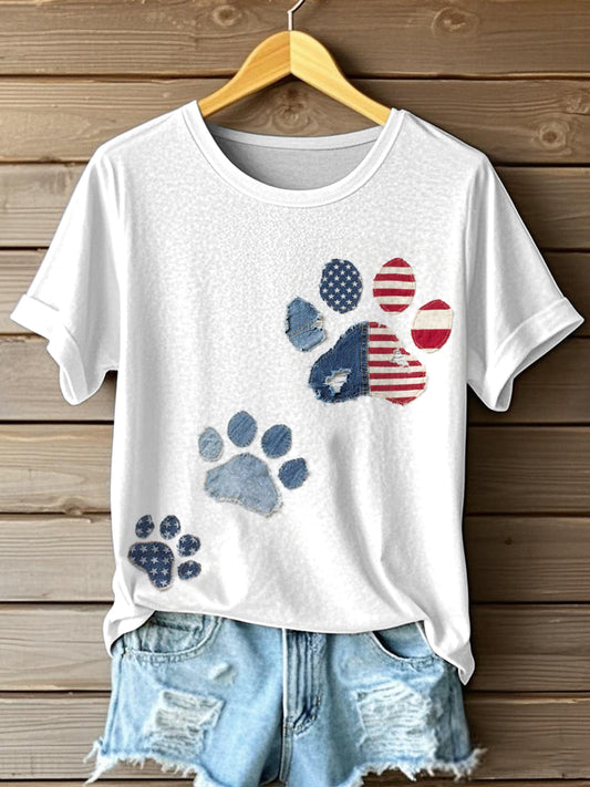 Frauen Unabhängigkeit stag inspirierte Paw Patchwork Kunst T-Shirt