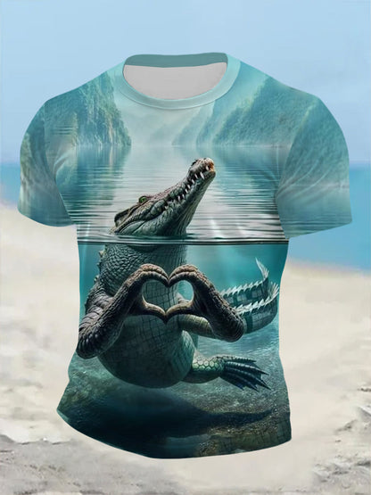 Männer lustige Tier Krokodil Kurzarm Sommer T-Shirt