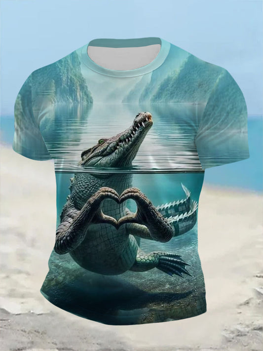 Männer lustige Tier Krokodil Kurzarm Sommer T-Shirt