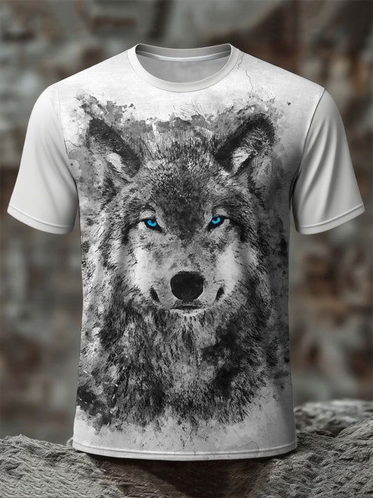 Freizeit-T-Shirts mit Wolfs druck für Männer