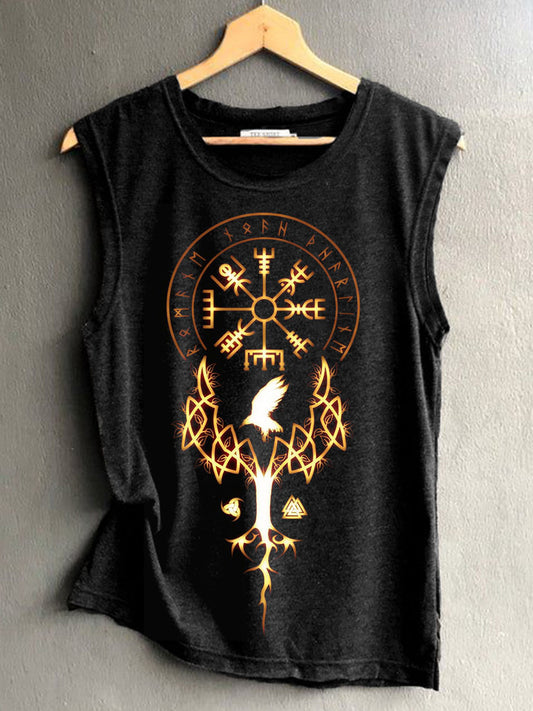 Damen Viking Symbol Print Vintage Tank Top
