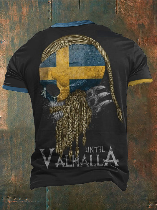 Herren Sweden Viking Style Bedrucktes T-Shirt