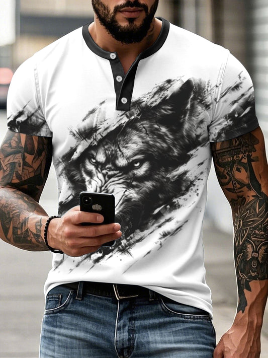 Freizeit-T-Shirts mit Wolfs druck für Männer