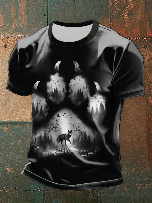 Freizeit-T-Shirts mit Wolfs pfoten druck für Männer