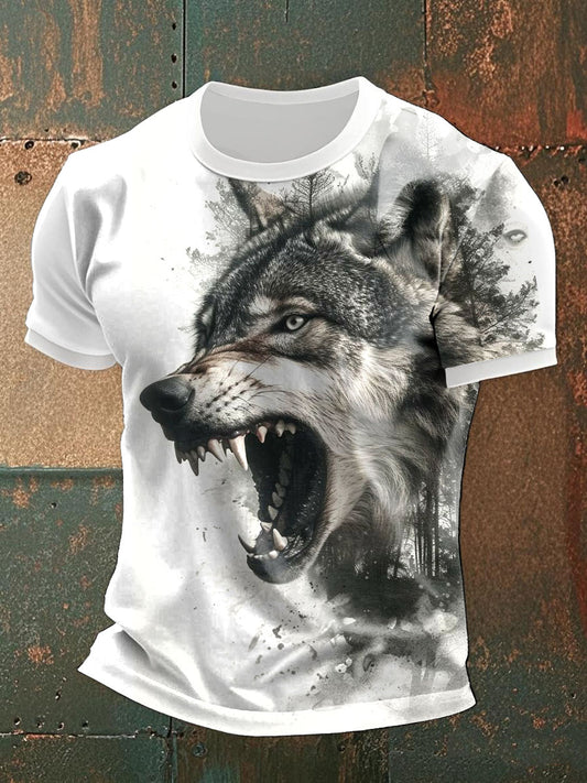 Freizeit-T-Shirts mit Wolfs druck für Männer