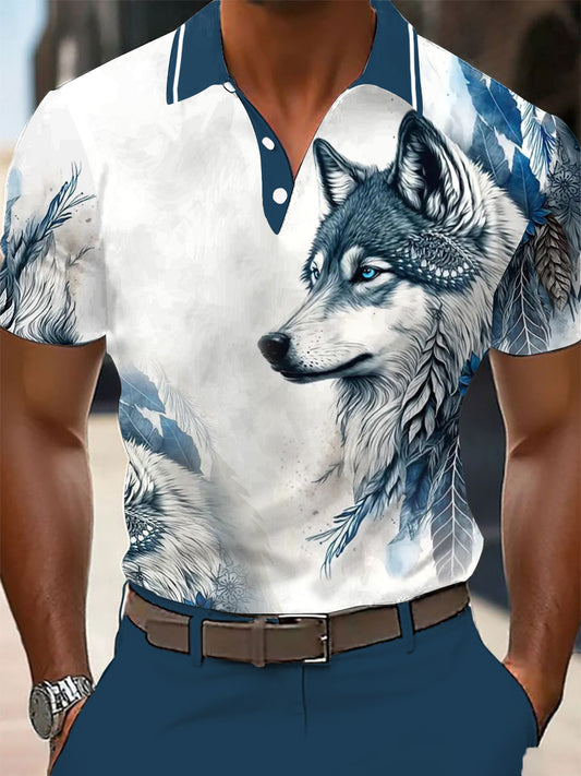 Herren Aboriginal Wolf Print Business Tops