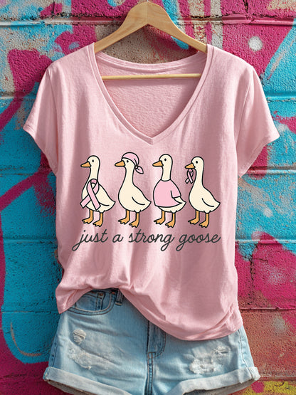 Frauen nur ein starkes Gänse druck V-Ausschnitt T-Shirt