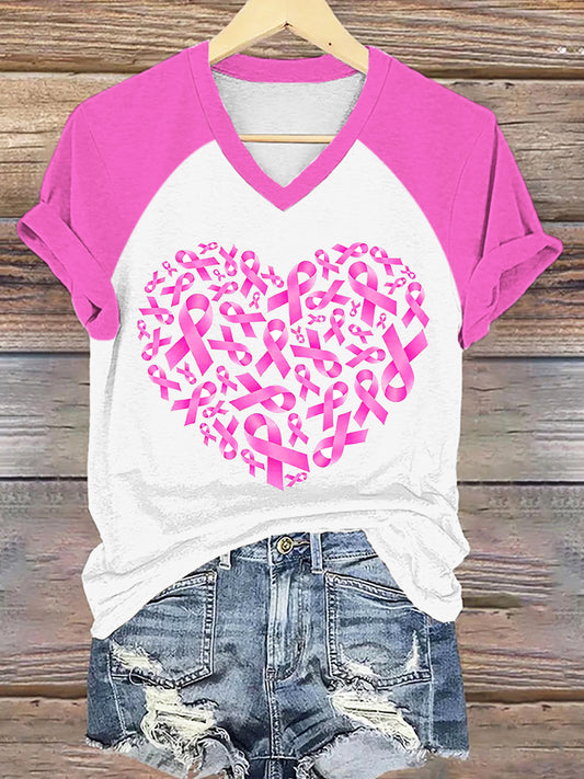 Frauen Brustkrebs Bewusstsein Rosa Band Herz T-Shirt
