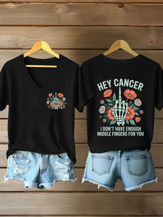 Frauen Brustkrebs Bewusstsein Hey Krebs Ich habe nicht genug Mittelfinger für Sie Kurzarm T-Shirt