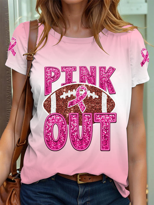 Frauen Brustkrebs Bewusstsein PINK OUT Fußball T-Shirt