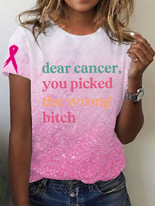 Frauen Brustkrebs Bewusstsein Lieber Krebs Sie haben das falsche Bitch Kurzarm T-Shirt ausgewählt