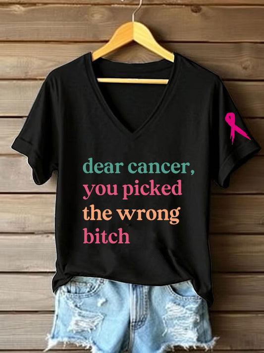 Frauen Brustkrebs Bewusstsein Lieber Krebs Sie haben das falsche Bitch Kurzarm T-Shirt ausgewählt
