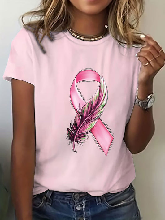 Frauen Brustkrebs Bewusstsein Rosa Band Print T-Shirt
