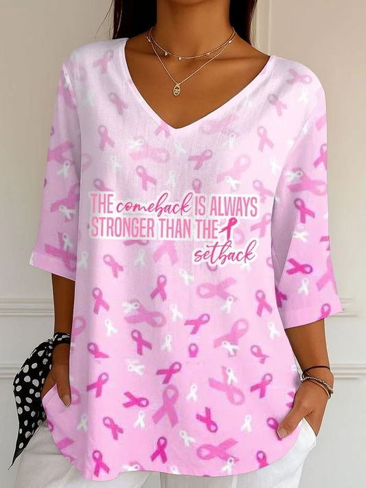 Frauen brustkrebs Das Comeback ist immer stärker als das Setback Pink Ribbon Print Top
