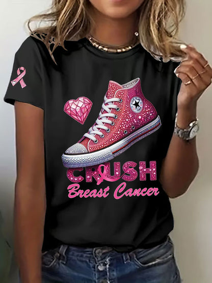 Frauen Crush Brustkrebs gedruckt lässig T-Shirt