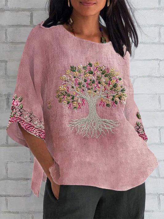 Frauen Brustkrebs Das rosa Band ist der Baum der Gesundheit Print Top