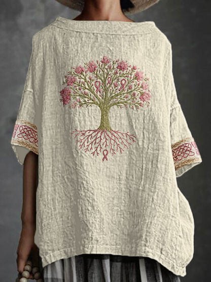 Frauen Brustkrebs Das rosa Band ist der Baum der Gesundheit Print Top