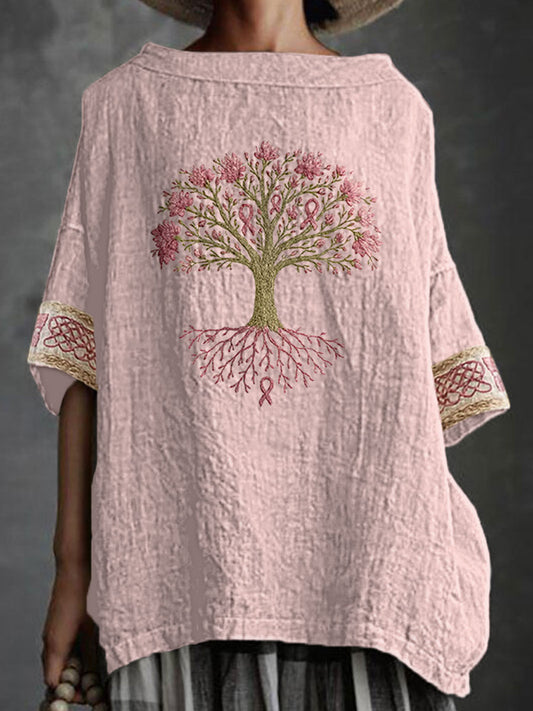 Frauen Brustkrebs Das rosa Band ist der Baum der Gesundheit Print Top