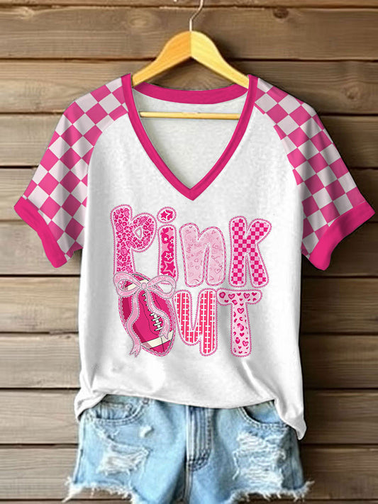 Frauen Brustkrebs Bewusstsein Pink Out Print T-Shirt