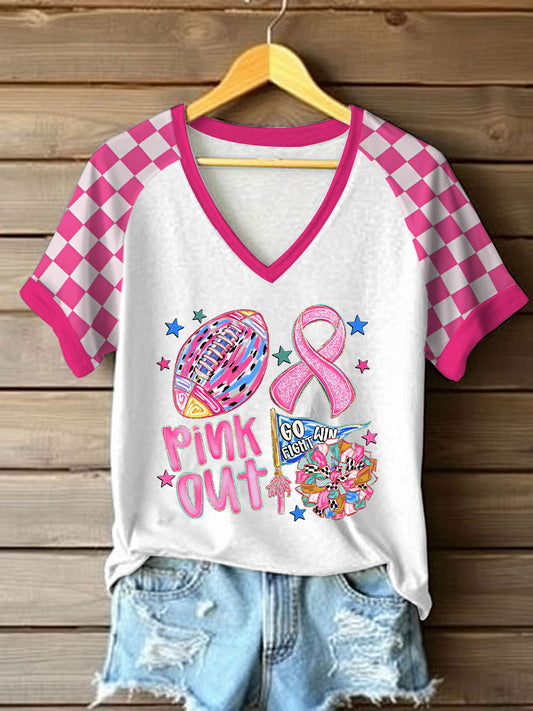 Frauen Brustkrebs Bewusstsein Pink Out Print T-Shirt