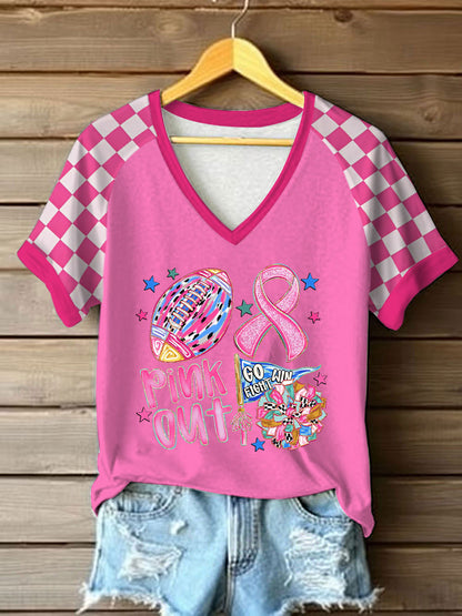 Frauen Brustkrebs Bewusstsein Pink Out Print T-Shirt