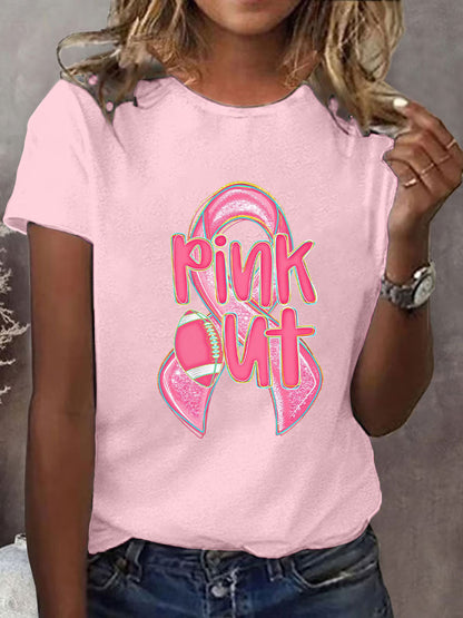 Frauen Brustkrebs Bewusstsein Pink Out Print T-Shirt