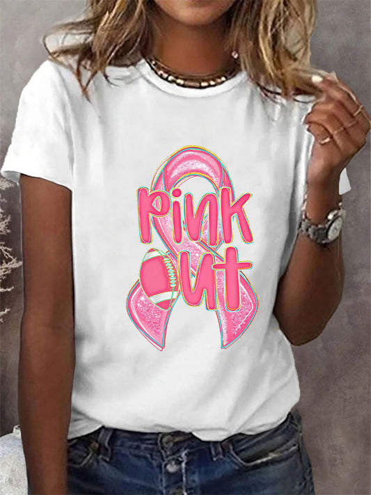 Frauen Brustkrebs Bewusstsein Pink Out Print T-Shirt