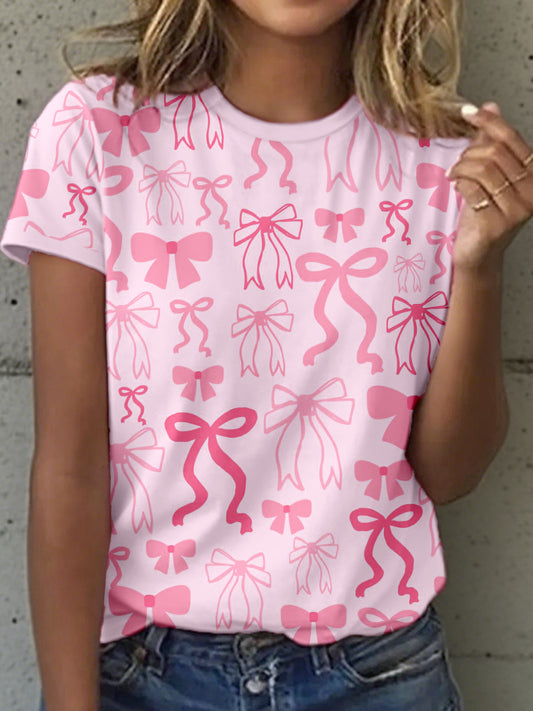 Frauen rosa Bogen druck T-Shirt