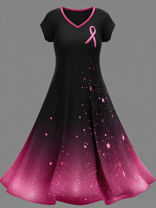 Frauen Rosa Brustkrebs Bewusstsein Kunstdruck Freizeit kleid