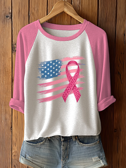 Frauen Brustkrebs Bewusstsein Rosa Band Print T-Shirt