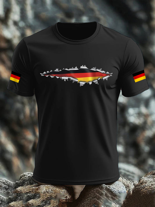 Kurzarm-T-Shirt aus Baumwolle für Männer mit Deutschland-Flagge