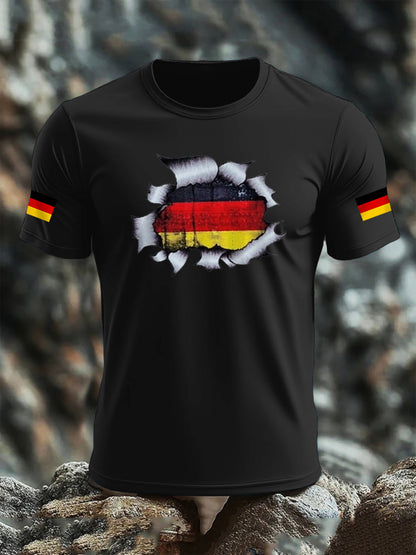 Kurzarm-T-Shirt aus Baumwolle für Männer mit Deutschland-Flagge