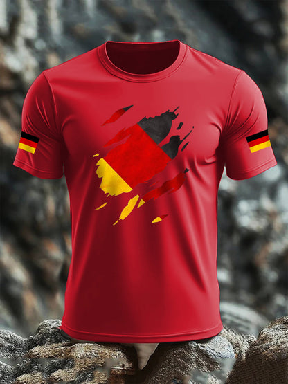 Kurzarm-T-Shirt aus Baumwolle für Männer mit Deutschland-Flagge