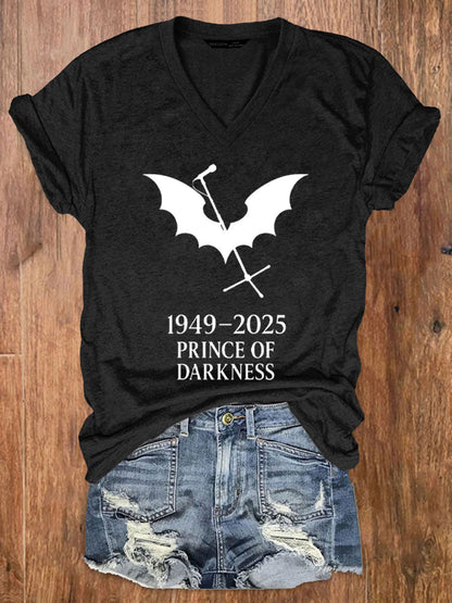 Damen Prince of Darkness bedrucktes lässiges T-Shirt