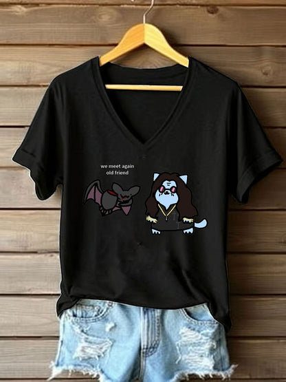 Damen Prince of Darkness bedrucktes lässiges T-Shirt